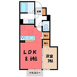クレスト小林 1LDKの間取図画像