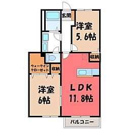 サンシティA 2LDKの間取図画像