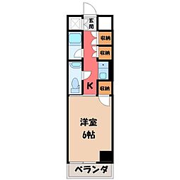 エトワール宇都宮第1 1Kの間取図画像