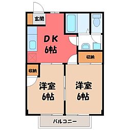 メゾンド・ファミーユA 2DKの間取図画像