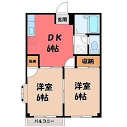 エルディム岩渕A 2DKの間取図画像