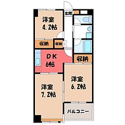 リバーサイド東信 3DKの間取図画像
