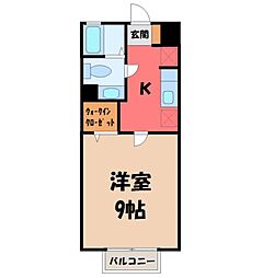 メルベーユA 1Kの間取図画像