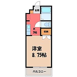 メゾン・ドニュー・スリー 1Kの間取図画像