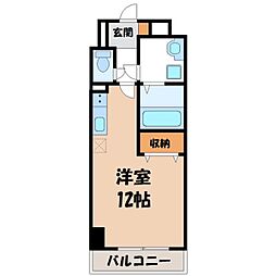 プラナス桜 1Kの間取図画像