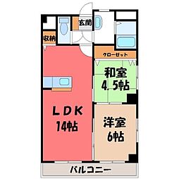 あさひレジデンス 2LDKの間取図画像