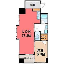 フェリシアス 1LDKの間取図画像