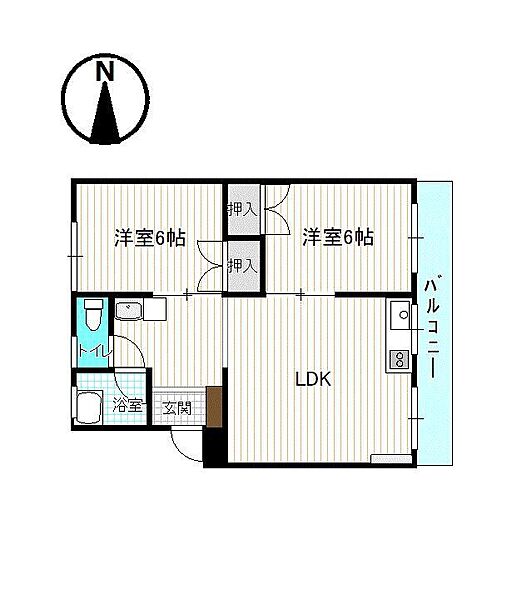 マルベリーマンション 301｜福島県郡山市桑野2丁目(賃貸マンション2LDK・3階・59.66㎡)の写真 その2