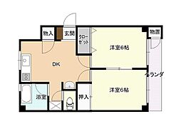 虎丸ビル 2DKの間取図画像