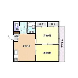 ウエストハイツ 2LDKの間取図画像