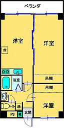 コーポ泰山Mi 2DKの間取図画像