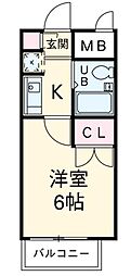 シーズンコート平郷町 ワンルームの間取図画像