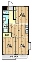 イースタンパレス水戸 3DKの間取図画像