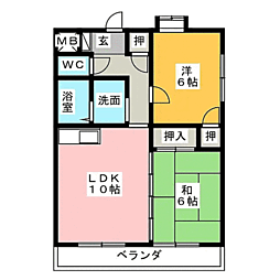 エクセル六が池 2LDKの間取図画像