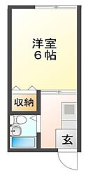 パナハイツ今宿 ワンルームの間取図画像