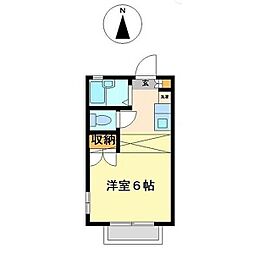 レオパレスバロン伊達第1 ワンルームの間取図画像