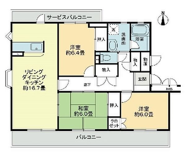 クオレフェリーチェ清水 ｜愛媛県松山市清水町3丁目(賃貸マンション3LDK・3階・84.76㎡)の写真 その2