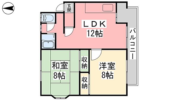 エステート小島 ｜愛媛県松山市辻町(賃貸マンション2LDK・2階・55.48㎡)の写真 その2