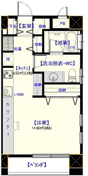 quinze lieu（カーンズリュー） ｜愛媛県松山市泉町(賃貸マンション1R・1階・35.10㎡)の写真 その2