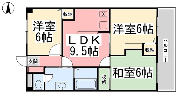 グラン・アール山越 ｜愛媛県松山市山越1丁目(賃貸マンション3DK・3階・62.37㎡)の写真 その2