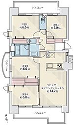 ダイアパレス萩野町 4LDKの間取図画像