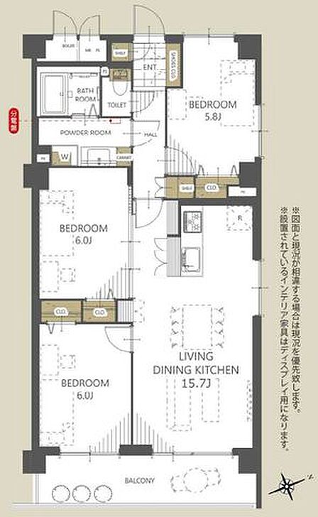 2階南東角部屋住戸につき、陽当たり・通風良好です。収納スペースの多いお部屋で、お荷物が多いご家庭も安心ですね。