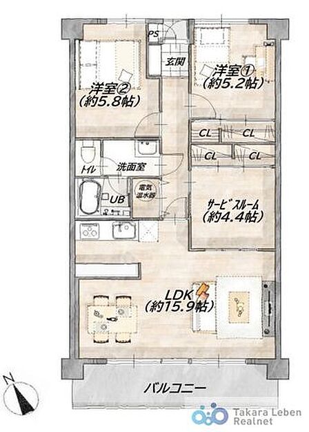 2SLDK 間取り