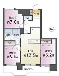 ライオンズプラザ長町中央 3LDKの間取図画像