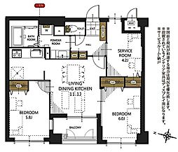 ライオンズマンション柏木 2SLDKの間取図画像
