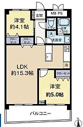 チサンマンション勾当台通り 2LDKの間取図画像