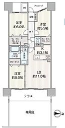 デュオヒルズ広瀬川 3LDKの間取図画像