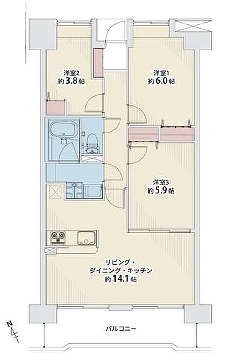 10階南西向きにつき、陽当たり・通風・眺望良好です。収納スペースの多いお部屋で、お荷物が多いご家庭も安心ですね。