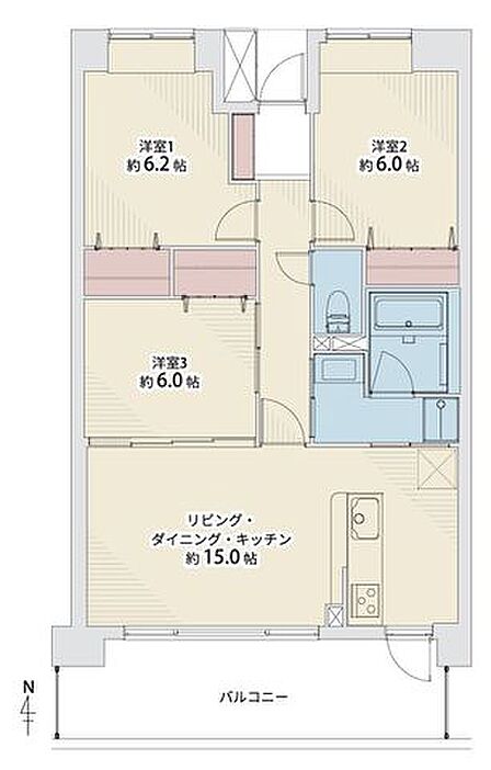 効率の良い家事同線を追求した水回り集中設計。各所に収納を設けた暮らしやすいプランです。