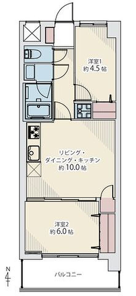 陽当たりの良い南向き、室内綺麗なリノベーション2LDK。浴室乾燥機など設備充実です。