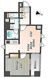 スカイコート蔵前 1LDKの間取図画像