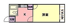 光明不動産(株)第10テナント上並榎ハイツ 1Kの間取図画像