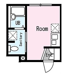 カーサ・ベルク北新宿 1階ワンルームの間取り