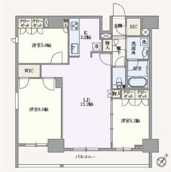 アジールコート汐浜キャナル 1302｜東京都江東区塩浜１丁目(賃貸マンション3LDK・13階・74.61㎡)の写真 その2