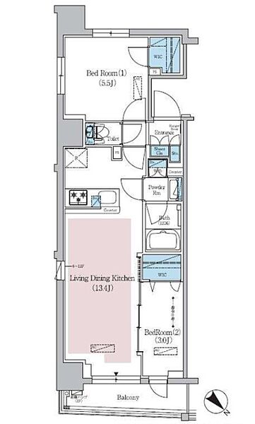 アーバネックス日本橋横山町 201｜東京都中央区日本橋横山町(賃貸マンション2LDK・2階・47.46㎡)の写真 その2