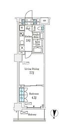 フロンティアレジデンス錦糸公園 1LDKの間取図画像