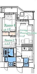 スプランディッド大島 3階2LDKの間取り
