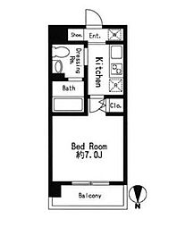 ドゥーエ西大島2 1Kの間取図画像