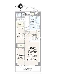 アルファコート亀戸2 2LDKの間取図画像