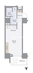 AXAS東京イーストレジデンス ワンルームの間取図画像