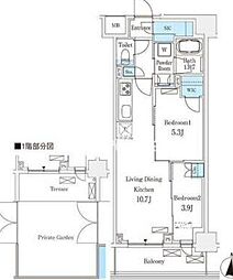 フロンティアレジデンス錦糸公園 2LDKの間取図画像