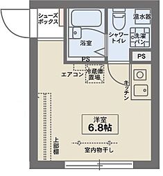 東京メトロ日比谷線 北千住駅 徒歩7分の賃貸マンション 4階ワンルームの間取り