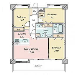 エイルヴィラグランシス吉塚 3LDKの間取図画像