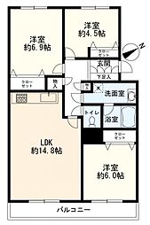 湘南・田浦プリンスハイツE棟 3LDKの間取図画像