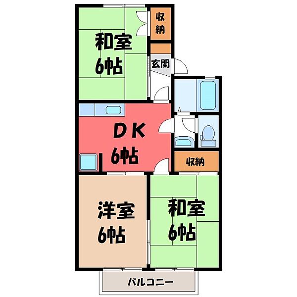 栃木県宇都宮市駒生町(賃貸アパート3DK・1階・50.09㎡)の写真 その2