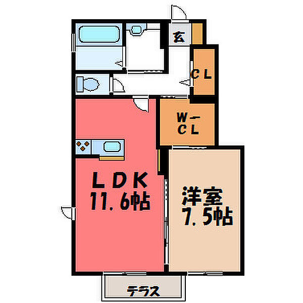 栃木県宇都宮市竹林町(賃貸アパート1LDK・1階・49.86㎡)の写真 その2